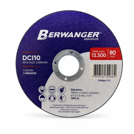 Disco de Corte DCI10 115 x 1,0 x 22 mm Berwanger